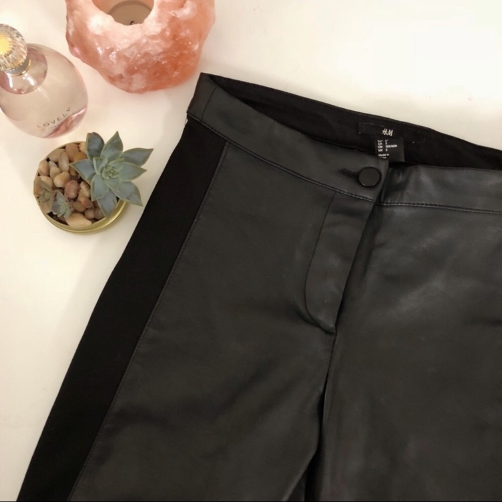 Black faux leather pants